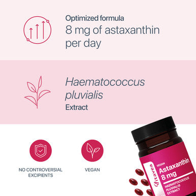 Astaxanthin 80 mg Haematococcus Pluvialis Extract with 8 mg Astaxanthin Natural Antioxidant 60 Capsules Vegan Vitavea