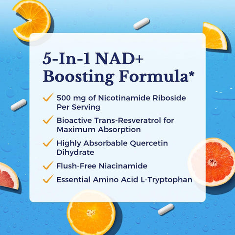 Vitalitown Nmn Supplement Alternatives Nad Supplement 1100Mg Boosted With Resveratrol & Nicotinamide Riboside - Anti-Aging Cellular Energy Longevity - Enhanced Absorption Formula - 60 Vegan Capsules