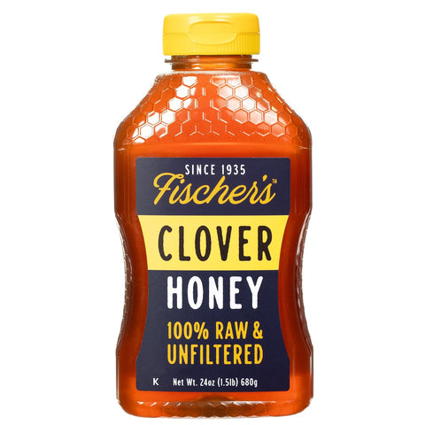 Fischer's Clover Honey, 12 Oz ÃƒÂ¢Ã¢â€šÂ¬Ã¢â‚¬Å“ 100% Pure, Raw & Unfiltered Honey ÃƒÂ¢Ã¢â€šÂ¬Ã¢â‚¬Å“ Squeezable Bear Bottle ÃƒÂ¢Ã¢â€šÂ¬Ã¢â‚¬Å“ Gluten-Free, Non-GMO ÃƒÂ¢Ã¢â€šÂ¬Ã¢â‚¬Å“ All-Natural Sweetener