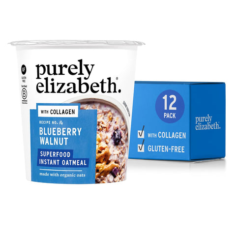 Purely Elizabeth, Vanilla Pecan, Collagen Oatmeal Cups With Nut Butter Packet, Gluten-Free, 2 Ounce (Pack of 12)