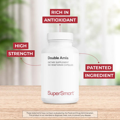 Supersmart Double Amla Extract Standardized to 45 Tannins Saberry Support Digestive Health Anti Aging Antioxidant Supplement NonGMO Gluten Free 100 Vegetarian Capsules