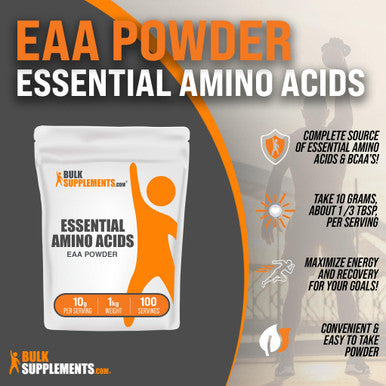 Bulksupplements.Com Essential Amino Acids Powder Eaa Powder Essential Amino Acids Supplement Eaas Amino Acids Powder Unflavored and Gluten Free 10G Per Serving 1Kg (2.2 Lbs)