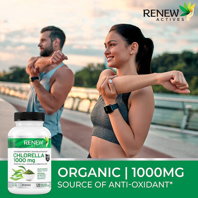 Renew Actives Organic Chlorella 1000 Mg Per Serving. Antioxidant And Immune System Support. Broken Cell Wall Algae For Enhanced Bio-Availability & Absorption. 120 Vegan Capsules.