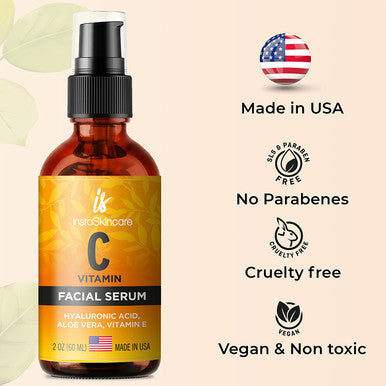 DOUBLE SIZED 2Oz Vitamin C Serum for Face with Hyaluronic Acid and Vitamin E Brightening Face Serum 4Pack