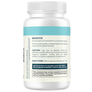 Left Coast Performance Grass-Fed Bone Broth Capsules with Collagen from Organic Bone Broth Powder. Collagen Supplement for Nails Hair Joints and Digestive Health* Support. Gut Friendly-Ingredients 180 Capsules