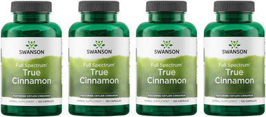 Swanson Full Spectrum True Cinnamon - Herbal Supplement - (120 Capsules 300mg Each) 4 Pack