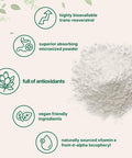 Micro Ingredients Pure Trans-Resveratrol Powder with Natural Vitamin E 5 Ounce 2 in 1 Formula Micronized Powder for Better Absorption Premium Resveratrol Supplement Super Antioxidant Vegan Friendly