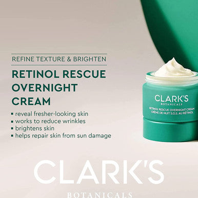 Clark's Botanicals Retinol Rescue Overnight Cream: Time-Release Retinol Cream to Refine Texture & Brighten Skin with Vitamin C + E, Red Clover & Jasmine Extract (1.69 Ounce (Pack of 1))