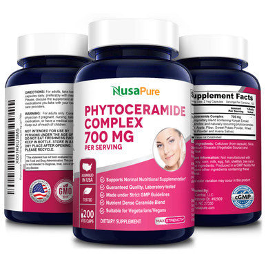 NusaPure Phytoceramides Complex 700mg 200 Veggie Capsules (Non-GMO)