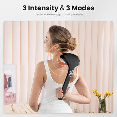 Snailax Cordless Handheld Back Massager With Heat, Fsa Hsa Eligible, Deep Tissue Percussion Massager, 3 Sets Of Dual Pivoting Heads,Rechargeable Hand Held Massager For Neck,Back Shoulder,Calf,Legs