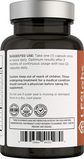 LES Labs Hair Health Hair Growth Supplement Improved Thickness Strength Fullness Keratin Biotin Pumpkin Seed MSM 60 Capsules