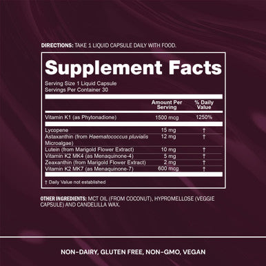 Blueprint Bryan Johnson Advanced Antioxidant Supplement Ã¢â‚¬â€œ Lutein, Zeaxanthin, Lycopene, Vitamin K1, K2 Ã¢â‚¬â€œ Vegan Capsules for Vision, Bone & Heart Support Ã¢â‚¬â€œ Updated Formula of Essential 30 Softgels