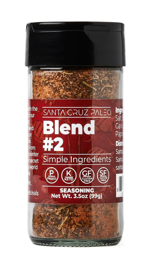 Santa Cruz Paleo Seasoning Blend #1 All Purpose Spice for Chicken Salmon Steak Shrimp and Potatoes Cooking with Garlic Sea Salt Rosemary & Black Pepper Keto Gluten 3.5 Oz glass jar