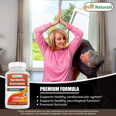 Best Naturals Turmeric Curcumin 1500mg/Serving with Bioperine - 180 Veggie Capsules