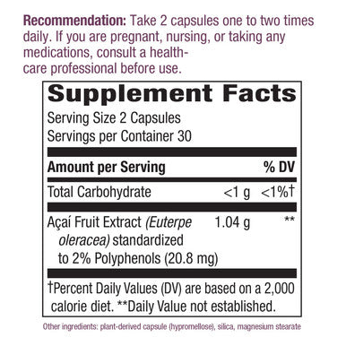Nature'S Way Premium Acai Extract Superfruit, Supports Antioxidant Activity*, 60 Vegan Capsules