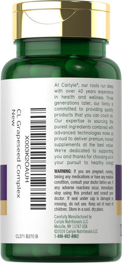 Carlyle Grape Seed Extract 4000mg | 120 Quick Release Capsules | Standardized Extract Complex with Polyphenols | Non-GMO Gluten Supplement