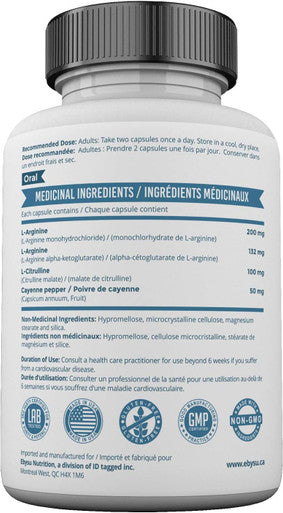 Mill Bay L-Arginine Amino Acid Supplement with L-Citrulline Workout Supplement. 100 Capsules (482mg).