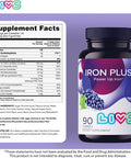 Livs Iron Plus Gummy Vitamin Iron With Vitamin C Made In Usa Iron Gummies For Adults & Kids All-Natural, Gluten-Free, Non-Gmo & Vegan Iron Supplement Gummies Grape Flavored, 90 Count