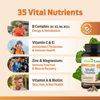 ForestLeaf Daily Vitamin Multivitamin for Men 60 Veg Caps