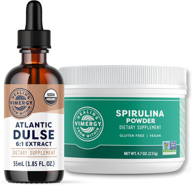 Vimergy Usda Organic Atlantic Dulse 55 Servings And Natural Spirulina Juice Powder 45 Servings - Bundle