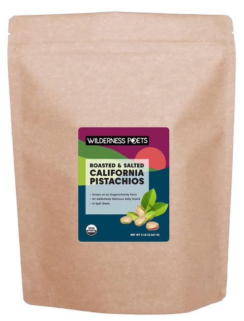 Wilderness Poets Organic California Pistachios Roasted with Sea Salt In Shell (8 Ounce)