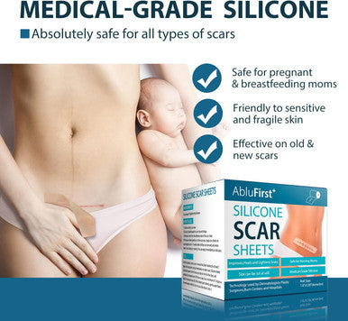 Silicone Scar Tape(1.6" 120"Roll-3M), Medical Silicone Scar Sheets, Strips, Scars Away, Effective Professional Scar Removal Sheets For Keloids, Tummy Tuck, C-Section, Acne, Burn Et