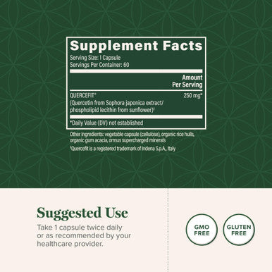 Global Healing Center Quercetin 250 mg Supplement to Support Immune System, Includes QuerceFIT Without Bromelain & Zinc (60 Capsules)