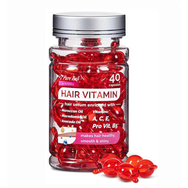 Bali Secret Pure Bali Hair Vitamins Moroccan Oil Capsules For Women & Men - Serum Enriched With Argan Oil & Avocado Oil For All Hair Type Frizzy Dry Curly - Vitamin A E Pro B5 (40 Capsules)