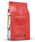 Lifeboost Dark Roast Ground Coffee Non GMO Low Acid Single Origin USDA Organic Dark Roast Coffee Third Party Tested For Mycotoxins and Pesticides 12 Ounces