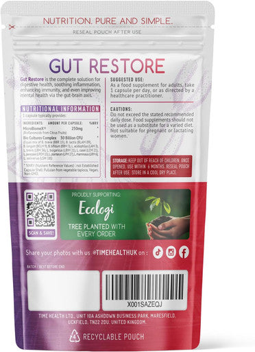 Gut Restore 12 Strain Probiotic & Postbiotic Butyrate Generator Microbiomex Clinically Proven Advanced Bio Cultures Formula Vegan Probiotics Uk Made (60 Count (Pack Of 1))