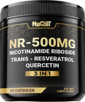 3In1 Nad+ Supplement With Nicotinamide Riboside, Resveratrol, Quercetin - Cellular Energy & Repair, Healthy Aging, Overall Vitality - 90 Count - 90 Days Supply