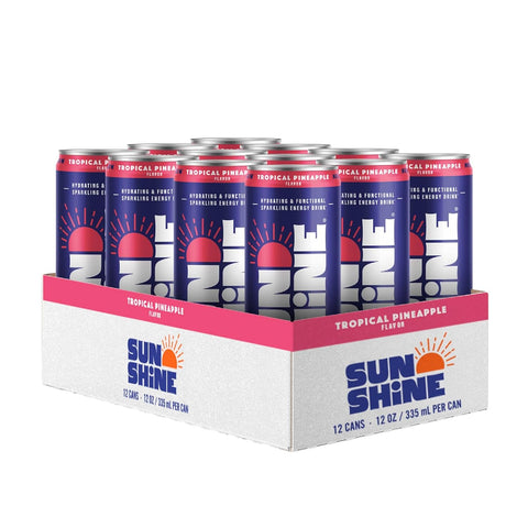 Sunshine Sparkling Energy Drink, Blueberry Lemonade with Daily Essential Vitamins, 360mg of Electrolytes, 70mg of Natural Caffeine, 12 Fl Oz (Pack of 12)