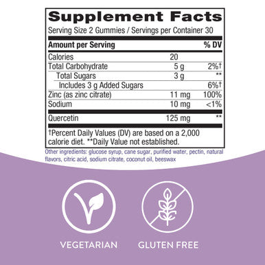 Nature'S Way Quercetin Gummies With Zinc, Immune Defense Support*, Powerful Antioxidant*, Lemon Flavored, 60 Gummies