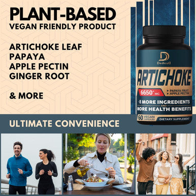 Dedicad Artichoke Extract Capsules 6650Mg 4-Month Supply - Support Digestion, Immune Health & Body Balance - Combined 9 Herbs Pap