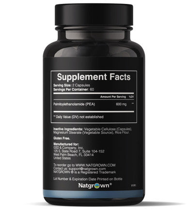Natgrown Palmitoylethanolamide Pea Supplement 600 Mg - 120 Capsules
