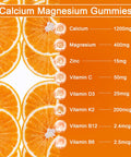Calcium Magnesium Zinc Gummies For Adult: 1200Mg Calcium Citrate With Vitamin D3 K3 - Natural Organic Sugar High Absorption Supplement For Women Men Kids(60Count)