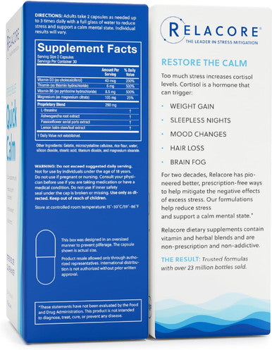 Quick Calm Mood Support Supplement with Ashwagandha, L-Theanine, and Passionflower for Rapid Stress Relief and Relaxation 60 Capsules