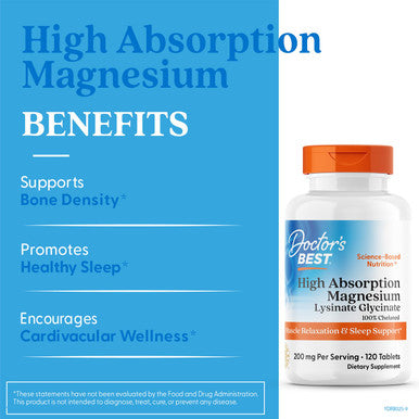 Doctor's Best High Absorption 100% Chelated Magnesium 120 Tablets
