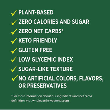 Whole Earth Sweetener Co. 100% Erythritol Sweetener (Keto Sweetener Natural Sugar Tive Baking Sugar Substitute Zero Calorie Sweetener Gluten Non-Gmo) 16 Oz