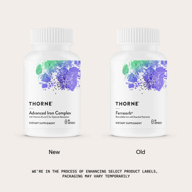 THORNE Advanced Iron Complex Complete Blood Support Formula Elemental Iron Folate B and C Vitamins for Optimal Absorption Chelated Iron Supplement Gluten Dairy and Soy Free 60 Capsules