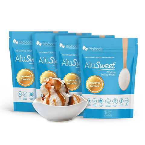 Alusweet 2-Pack Kit Includes (1) Allulose Zero Calorie Sweetener & (1) Allulose Monk Fruit & Erythritol Sweetener - 24 oz - 1:1 Sugar Substitute, Keto-Friendly, Organic, Plant-Based Substitute
