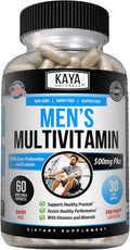 Kaya Naturals Multivitamin for Men Mens Prostate Multivitamin Multi Mineral Daily Supplement Pills for Men Supports Healthy Prostate Vitaminas para Hombres 60 Veggie Capsules