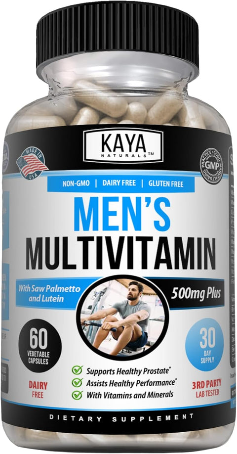 Kaya Naturals Multivitamin for Men Mens Prostate Multivitamin Multi Mineral Daily Supplement Pills for Men Supports Healthy Prostate Vitaminas para Hombres 60 Veggie Capsules