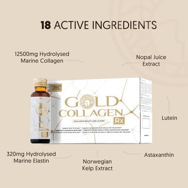 GOLD COLLAGEN RX ÃƒÂ¢Ã¢â€šÂ¬Ã¢â‚¬Å“ Collagen Supplements for Women & Men for Hair Skin Firmess Weight Loss with 12500mg Marine Collagen 100mg Hyaluronic Acid Vitamin C E B6 Biotin Iodine & More 1 Pack 10x50ml