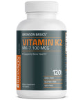 Bronson Vitamin K2 MK-7 100 MCG, K2 as MK7 Menaquinone, Bone Support 1 Year Supply, Non-GMO, 120 Tablets