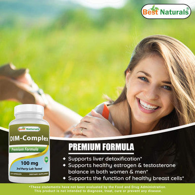 Best Naturals DIM Supplement 100 mg 120 Capsules DIM for Estrogen Metabolism & Balance For Menopause Body Building PCOS & Hormonal Acne