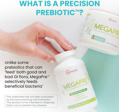 Microbiome Labs MegaPre - Dairy Free Prebiotic Supplement - Digestion Supplement to Support Bfidobacteria + Muciniphilia - Prebiotic Fiber for Gut Health & Optimal Digestion (180 Capsules)