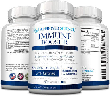 Approved ScienceImmune Booster Extra Strength Support Elderberry Extract Echinacea Vitamin D3 and C Zinc All Natural 180 Capsules 3 Months Supply
