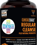 Clinical Daily Regular Cleanse Plus Natural Probiotic - Colon Cleanse & Gut Detox Supplement - Assists With Energy And Constipation Relief - Herbal Dietary Fiber Psyllium Husk Capsules - 180 Count