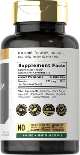 Carlyle Selenium Supplement | 200mcg Tablets | Vegetarian Non-GMO Gluten